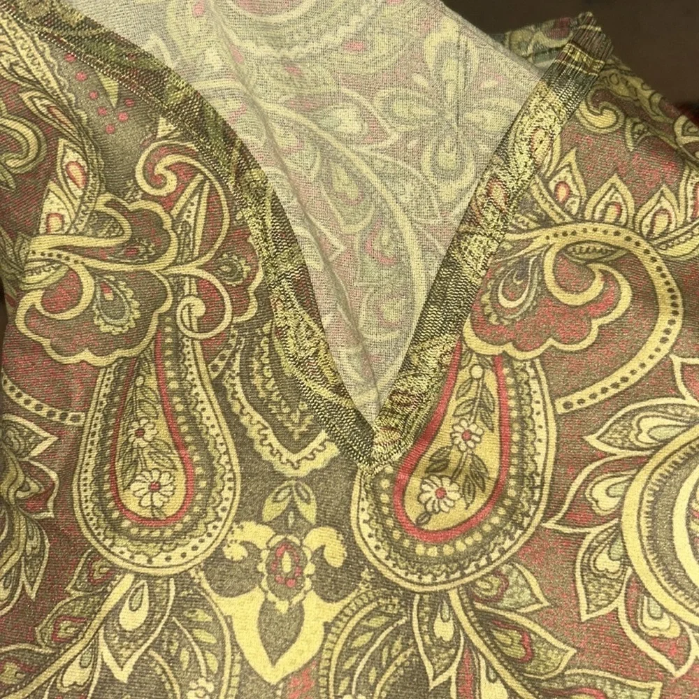 Y2K Green Paisley Long Sleeve Mesh Top - Picture 5 of 6